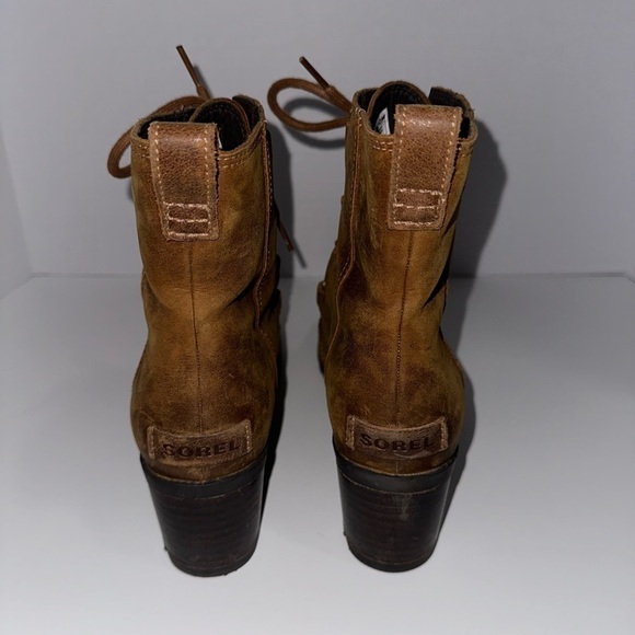 Sorel Cate Lace Heeled Bootie 8 Brown Nubuck Leather Upper Waterproof - Picture 2 of 5
